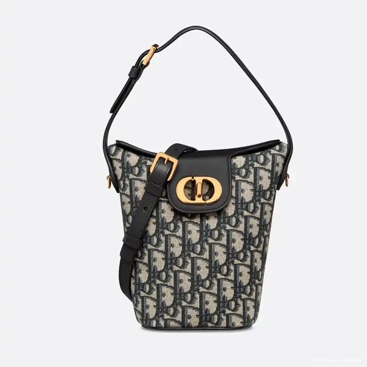 Motif Bag Amber Dior Mini Canvas Bucket Oblique Blue 0505 Luxury